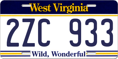 WV license plate 2ZC933