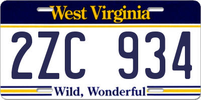 WV license plate 2ZC934