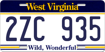 WV license plate 2ZC935