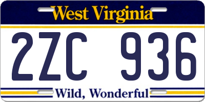 WV license plate 2ZC936