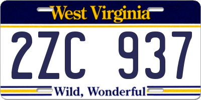 WV license plate 2ZC937