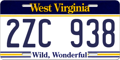 WV license plate 2ZC938