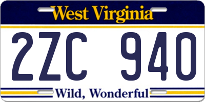 WV license plate 2ZC940