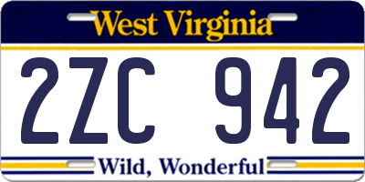 WV license plate 2ZC942
