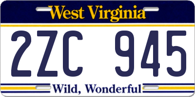 WV license plate 2ZC945
