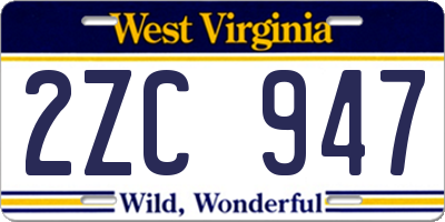 WV license plate 2ZC947
