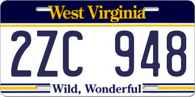 WV license plate 2ZC948