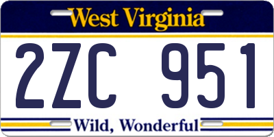 WV license plate 2ZC951