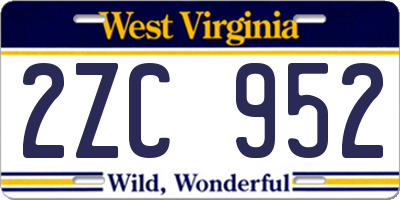 WV license plate 2ZC952