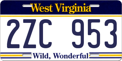 WV license plate 2ZC953