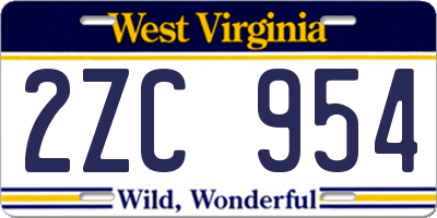 WV license plate 2ZC954