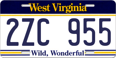 WV license plate 2ZC955