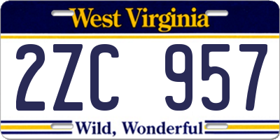 WV license plate 2ZC957