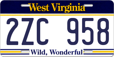 WV license plate 2ZC958