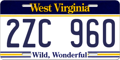 WV license plate 2ZC960