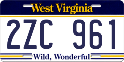 WV license plate 2ZC961