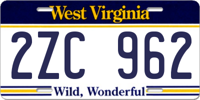 WV license plate 2ZC962