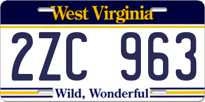 WV license plate 2ZC963
