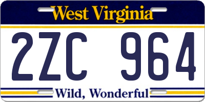 WV license plate 2ZC964