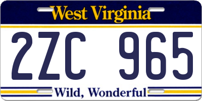 WV license plate 2ZC965