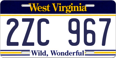 WV license plate 2ZC967
