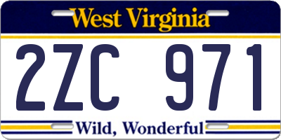 WV license plate 2ZC971