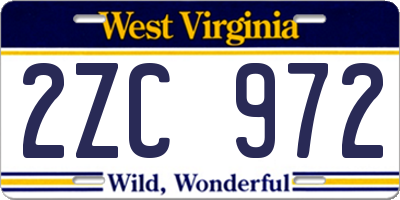 WV license plate 2ZC972