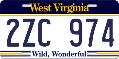 WV license plate 2ZC974