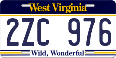 WV license plate 2ZC976