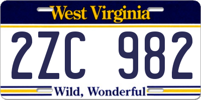 WV license plate 2ZC982
