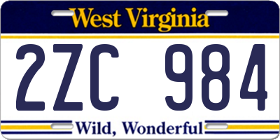 WV license plate 2ZC984