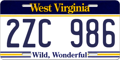 WV license plate 2ZC986