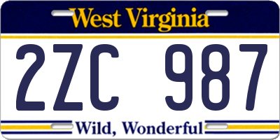 WV license plate 2ZC987