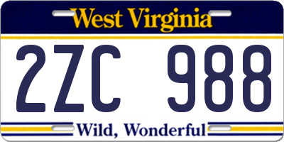 WV license plate 2ZC988