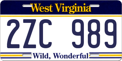 WV license plate 2ZC989