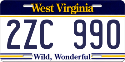 WV license plate 2ZC990