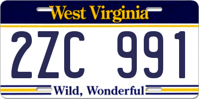 WV license plate 2ZC991