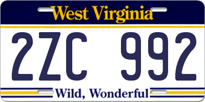 WV license plate 2ZC992