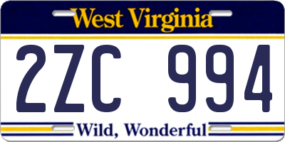 WV license plate 2ZC994