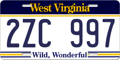 WV license plate 2ZC997