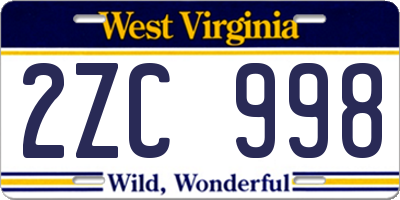 WV license plate 2ZC998