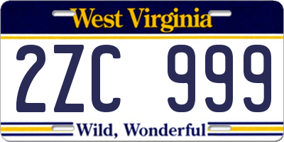 WV license plate 2ZC999