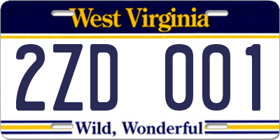 WV license plate 2ZD001