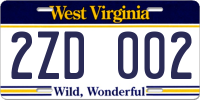 WV license plate 2ZD002