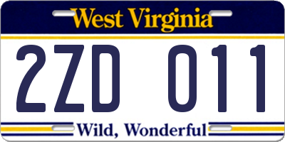 WV license plate 2ZD011