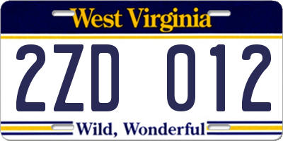 WV license plate 2ZD012