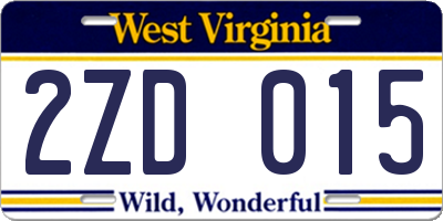 WV license plate 2ZD015