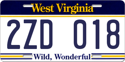 WV license plate 2ZD018