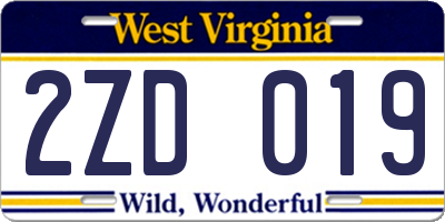 WV license plate 2ZD019