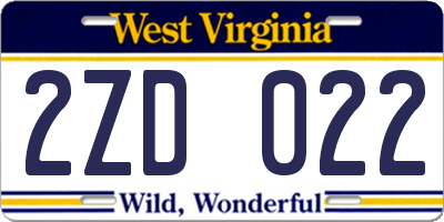 WV license plate 2ZD022